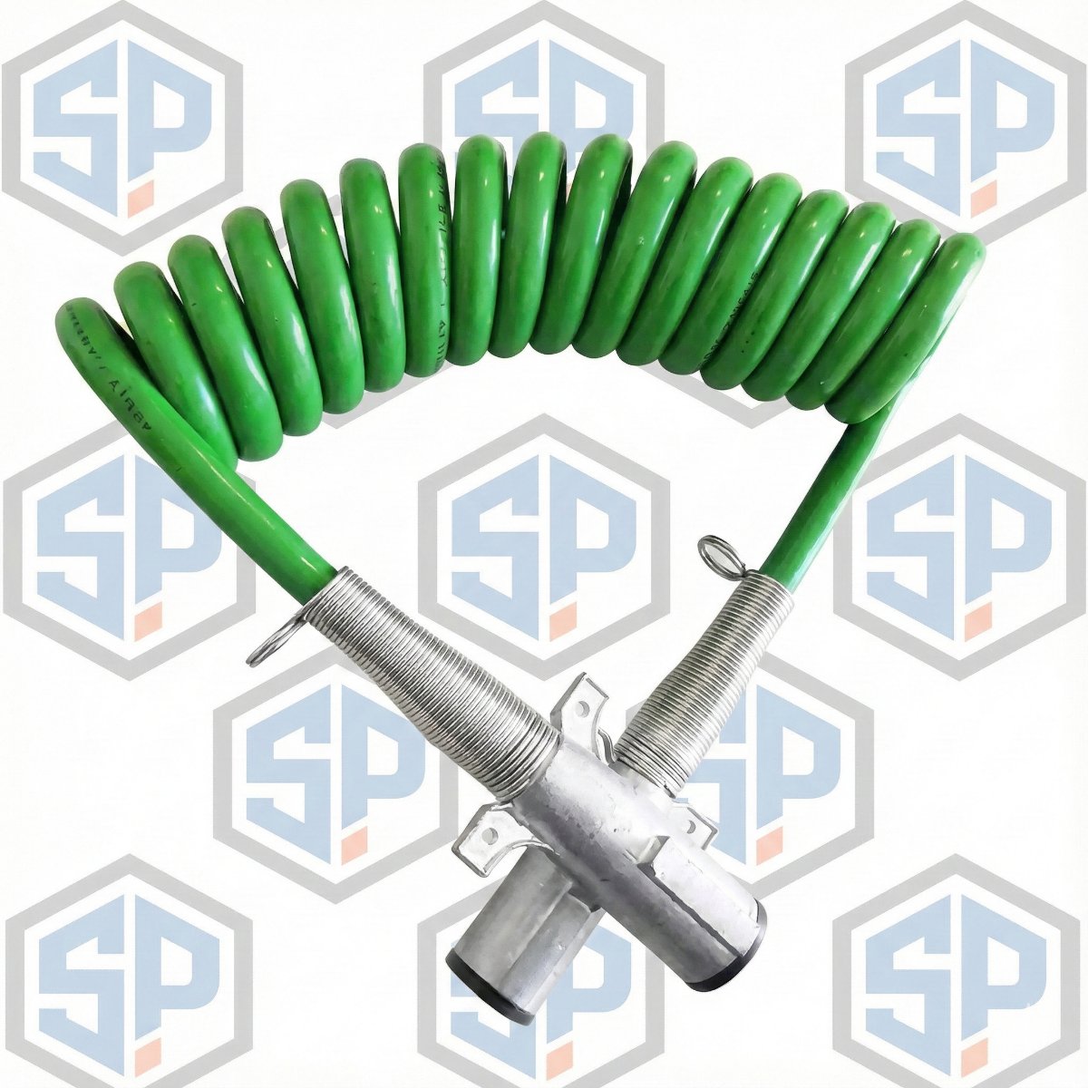 7 Pin ABS Coiled Cable Assembly, Metal Plugs, 15 Feet