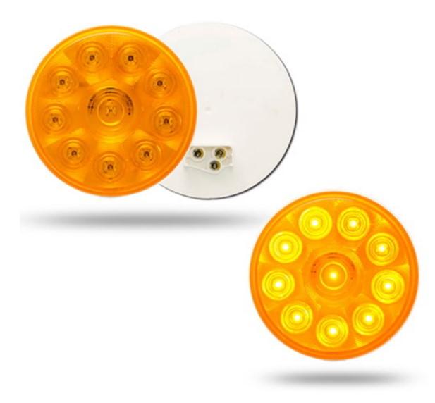 4" Round LED Turn Signal Light, Amber, 10 LED